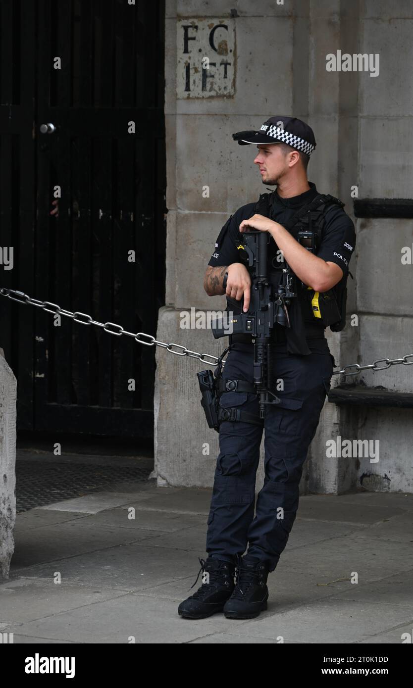 Officier des armes à feu, Horseguards Parade, Whitehall, Londres, Royaume-Uni Banque D'Images