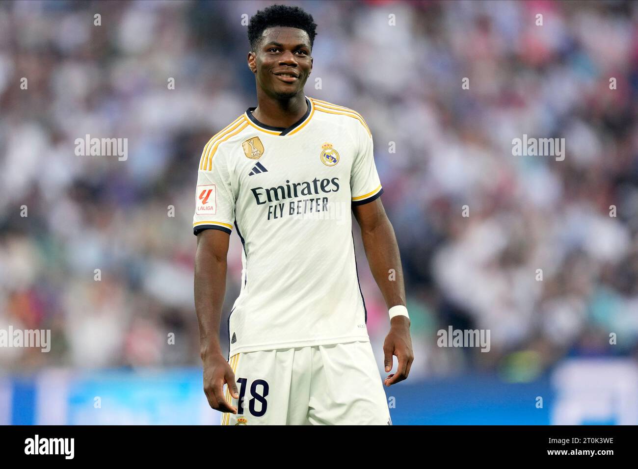 Madrid, Espagne. 07 octobre 2023. Aurelien Tchouameni du Real Madrid CF lors du match de la Liga entre le Real Madrid et le CA Osasuna a joué au stade Santiago Bernabeu le 7 octobre 2023 à Madrid, Espagne. (Photo de Cesar Cebolla/PRESSINPHOTO) crédit : PRESSINPHOTO SPORTS AGENCY/Alamy Live News Banque D'Images