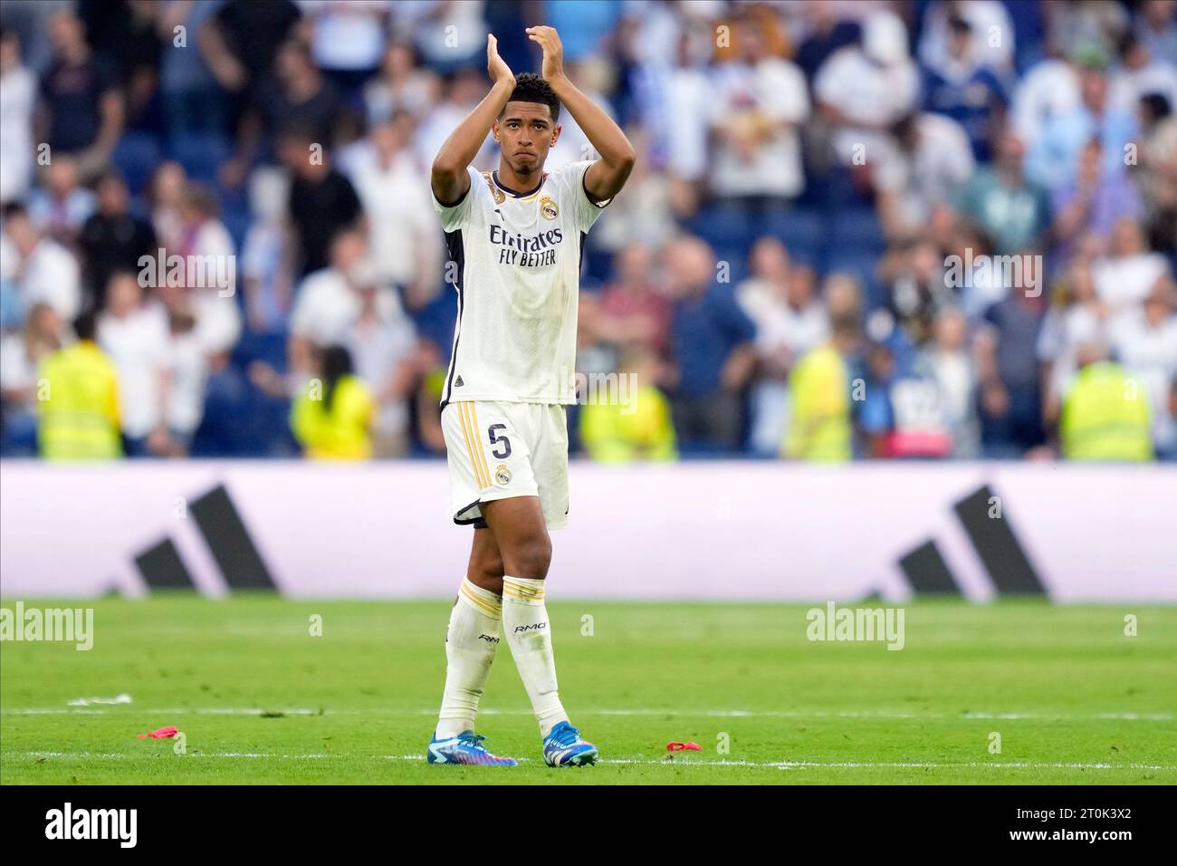 Madrid, Espagne. 07 octobre 2023. Jude Bellingham du Real Madrid CF lors du match de Liga entre le Real Madrid et le CA Osasuna a joué au stade Santiago Bernabeu le 7 octobre 2023 à Madrid, Espagne. (Photo de Cesar Cebolla/PRESSINPHOTO) crédit : PRESSINPHOTO SPORTS AGENCY/Alamy Live News Banque D'Images