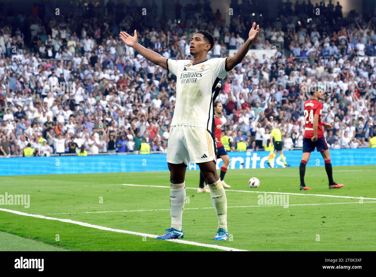 Madrid, Espagne. 07 octobre 2023. Jude Bellingham du Real Madrid CF lors du match de Liga entre le Real Madrid et le CA Osasuna a joué au stade Santiago Bernabeu le 7 octobre 2023 à Madrid, Espagne. (Photo de Cesar Cebolla/PRESSINPHOTO) crédit : PRESSINPHOTO SPORTS AGENCY/Alamy Live News Banque D'Images