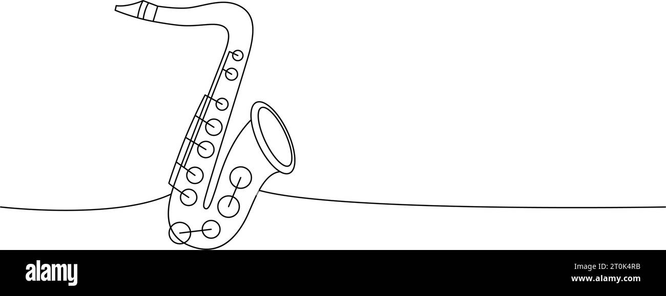 Saxophone dessin continu d'une ligne. Instruments de musique illustration continue d'une ligne. Illustration linéaire minimaliste vectorielle. Illustration de Vecteur