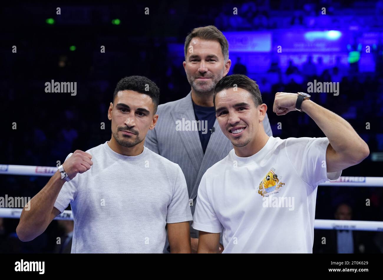 Michael Conlan (à droite) et Jordan Gill (à gauche) font la promotion de leur prochain combat en décembre à l’Utilita Arena Sheffield. Date de la photo : Samedi 7 octobre 2023. Banque D'Images