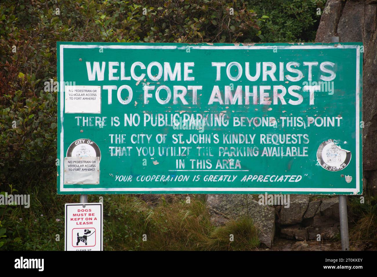 Bienvenue au panneau fort Amherst à St. John's, Terre-Neuve-et-Labrador, Canada Banque D'Images