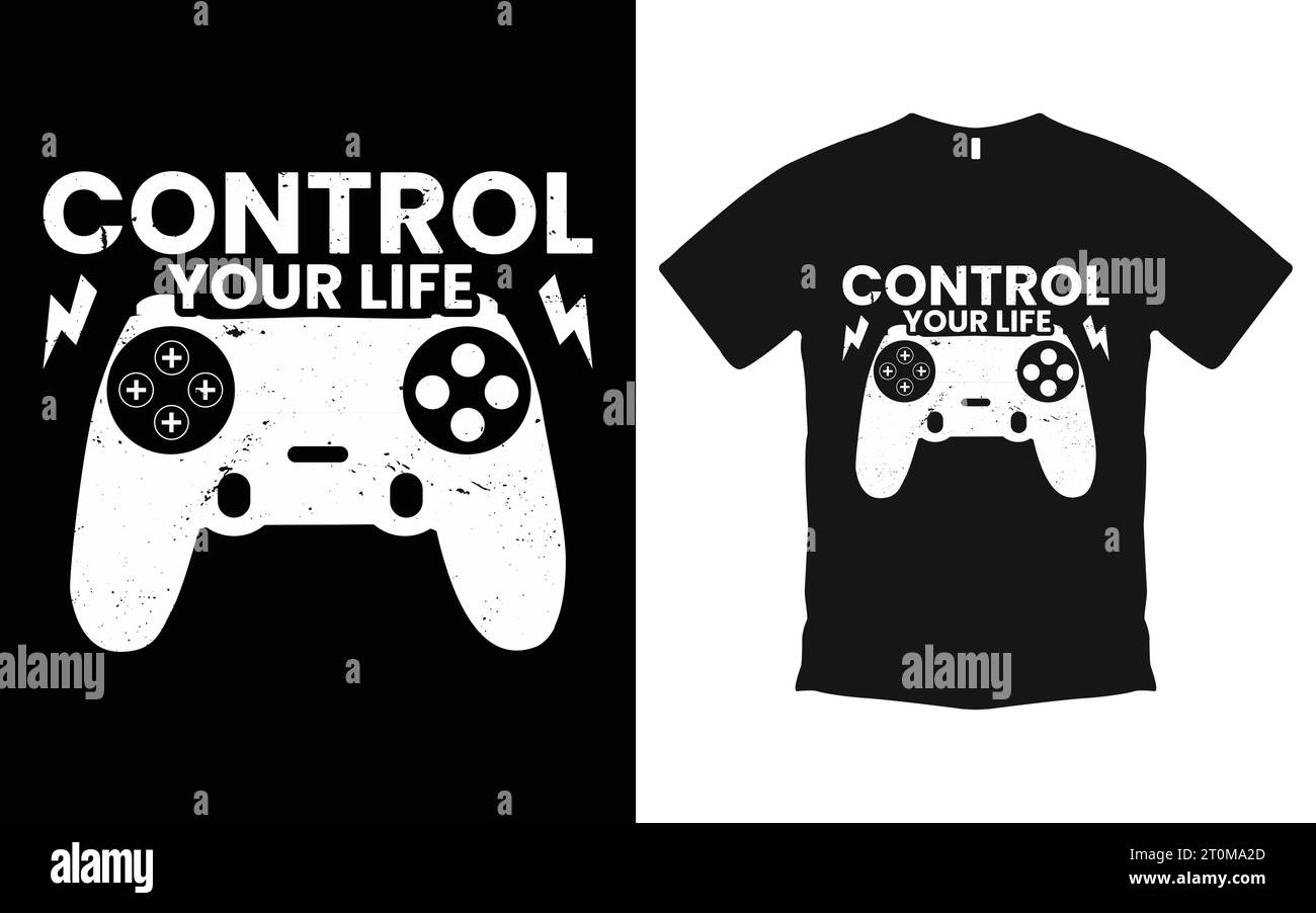 Video Game Tshirt Design Vector Graphic Controller Typography Chemise pour filles et garçons, T-shirt de jeu Illustration de Vecteur
