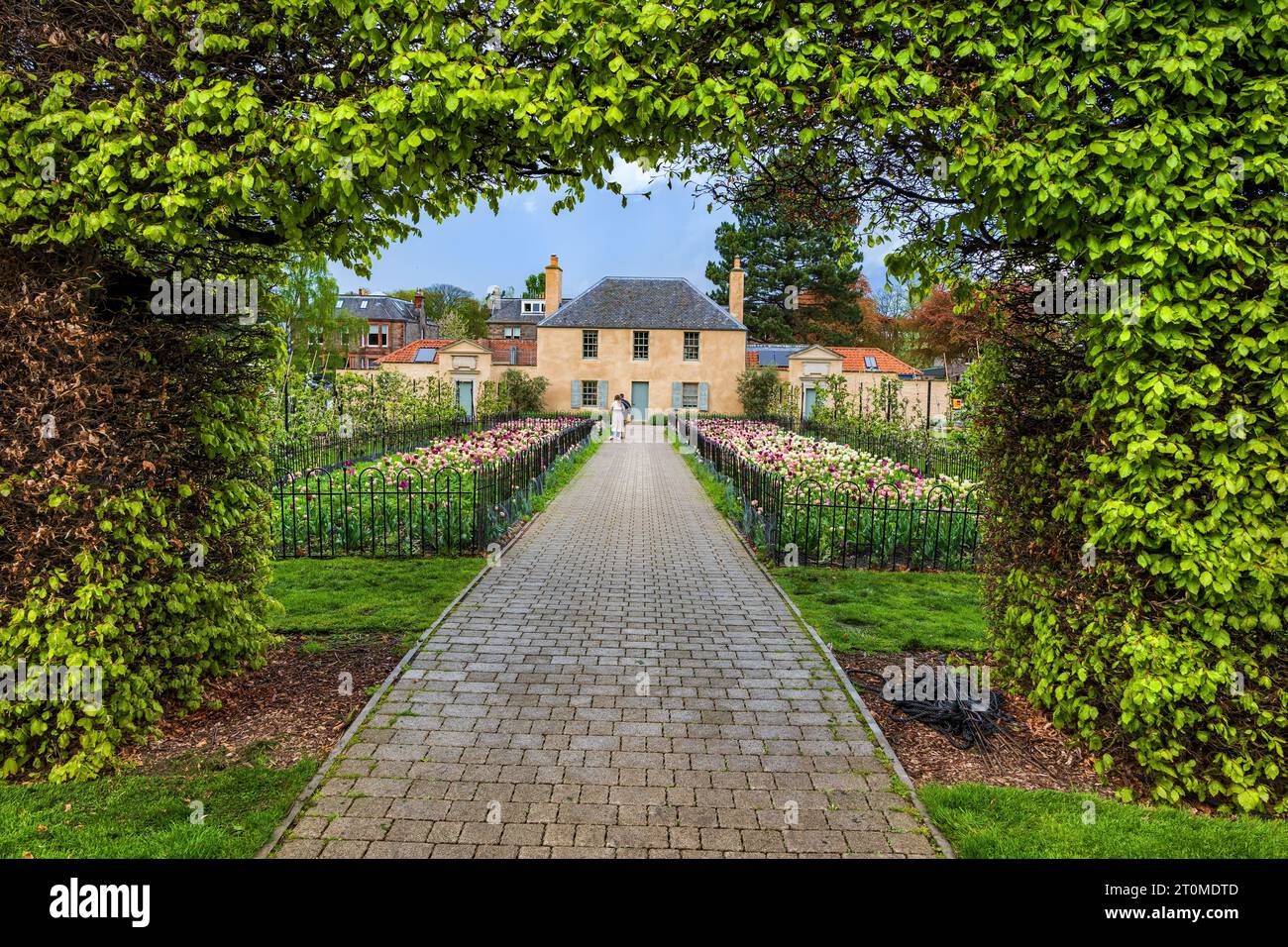 Le Cottage botanique de 1765 dans le jardin botanique royal d'Édimbourg dans la ville d'Édimbourg, Écosse, Royaume-Uni. Banque D'Images