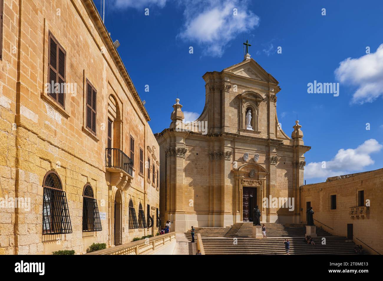 La cathédrale de l'Assomption de la Bienheureuse Vierge Marie au ciel dans la Citadelle (Cittadella) de Victoria à Gozo, Malte. Banque D'Images