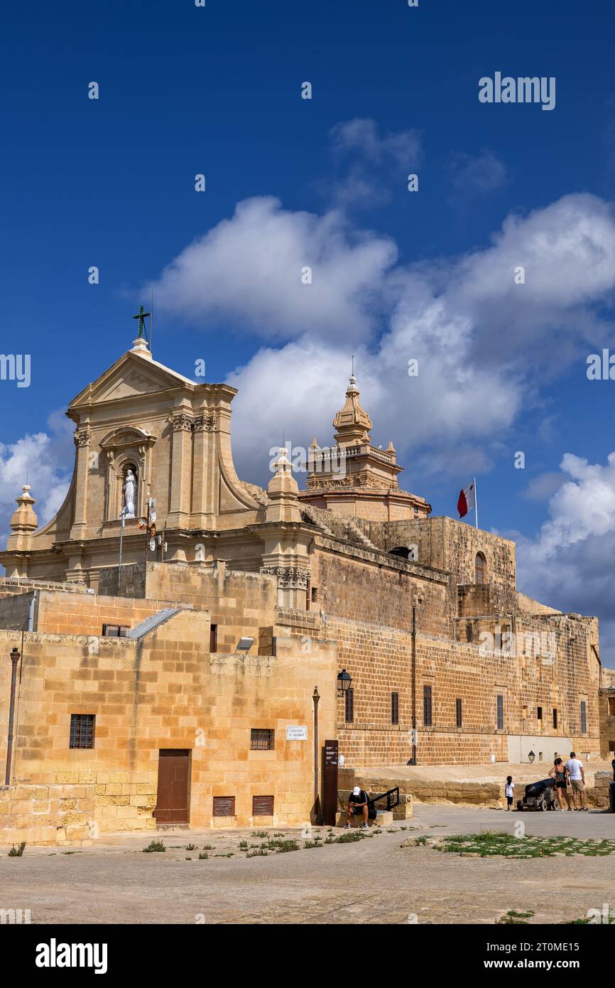 La cathédrale de l'Assomption de la Bienheureuse Vierge Marie au ciel dans la Citadelle (Cittadella) de Victoria à Gozo, Malte. Banque D'Images