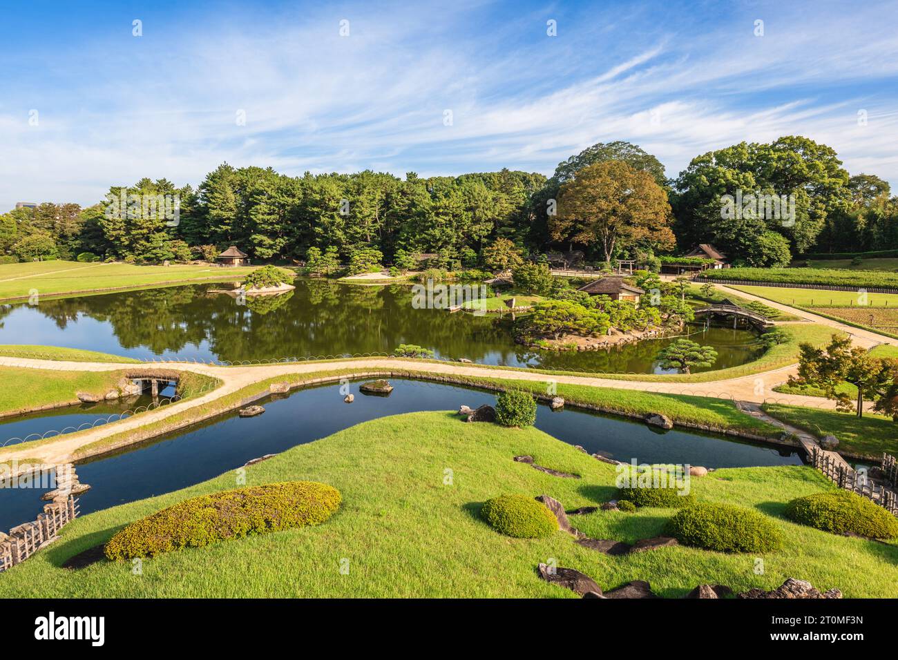 Korakuen, l'un des trois grands jardins du Japon situé dans la ville d'Okayama Banque D'Images