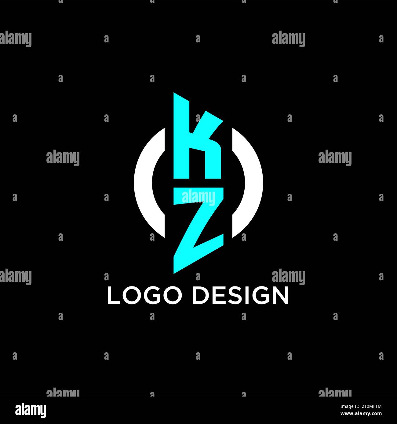 Idées de conception de logo de monogramme de cercle de KZ Illustration de Vecteur