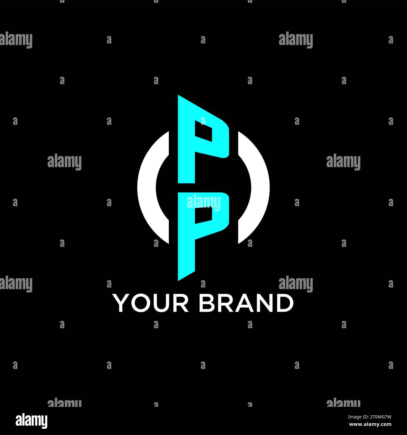 Idées de conception de logo de monogramme de cercle de PP Illustration de Vecteur