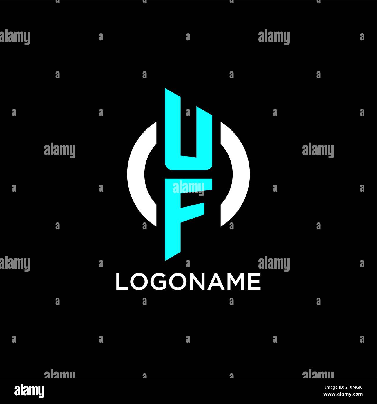 Idées de conception de logo de monogramme de cercle d'UF Illustration de Vecteur