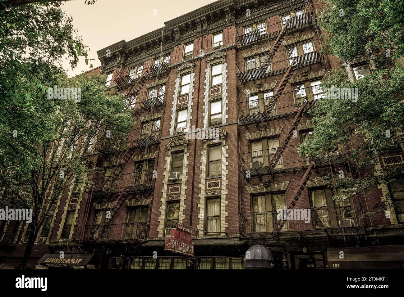 Bâtiment vintage dans Thompson Street - Greenwich Village, Manhattan, New York Banque D'Images