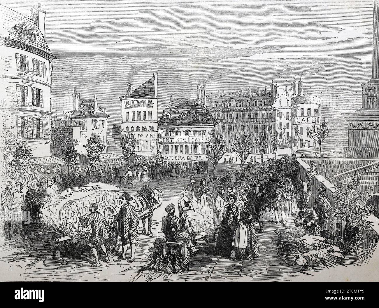Foire du jambon de Pâques, Paris. Black and White Illustration from the London Illustrated News ; 02 avril 1853. Banque D'Images