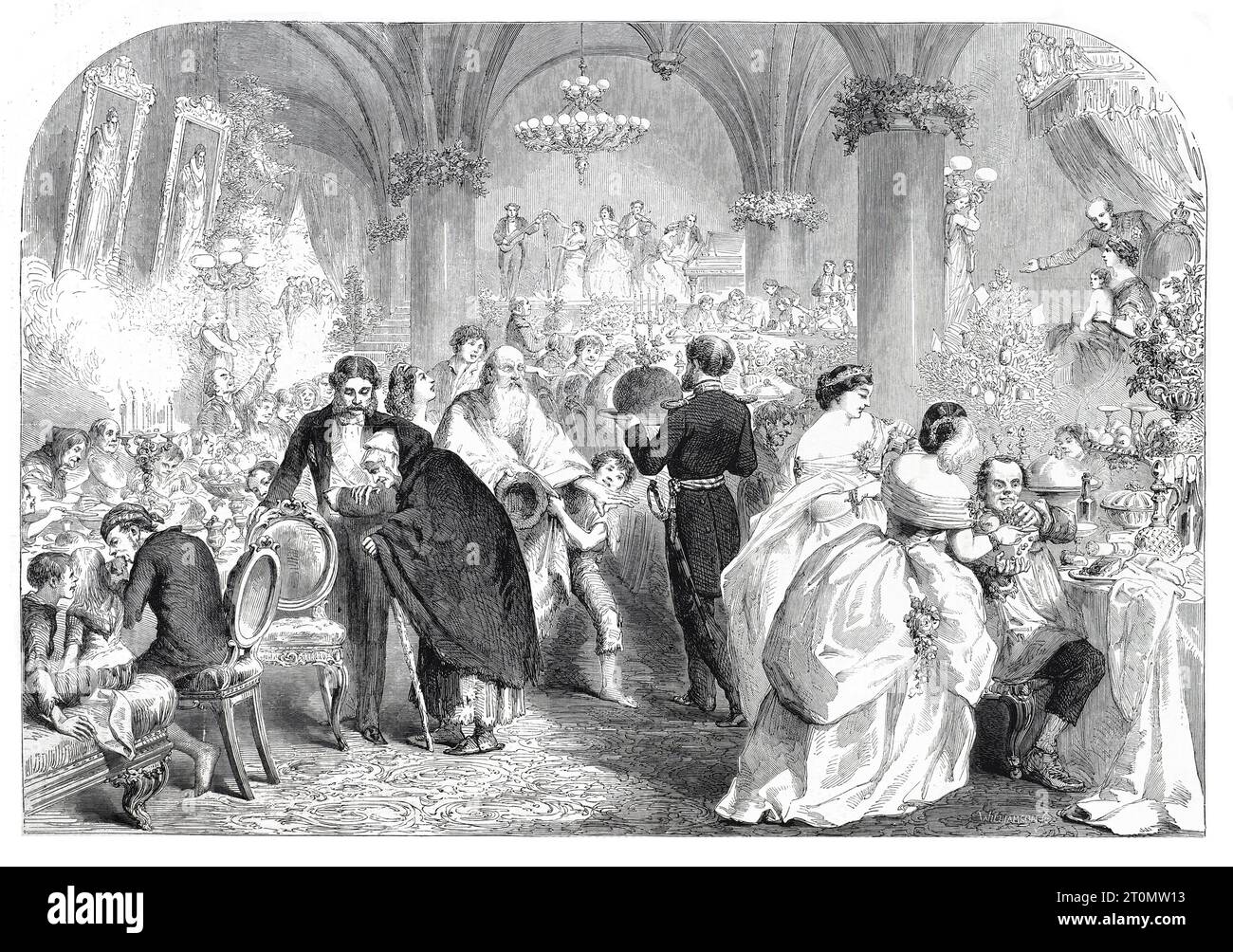 Noël utopique de Miss Florence Claxton. Black and White Illustration from the London Illustrated News ; 24 décembre 1859. Banque D'Images