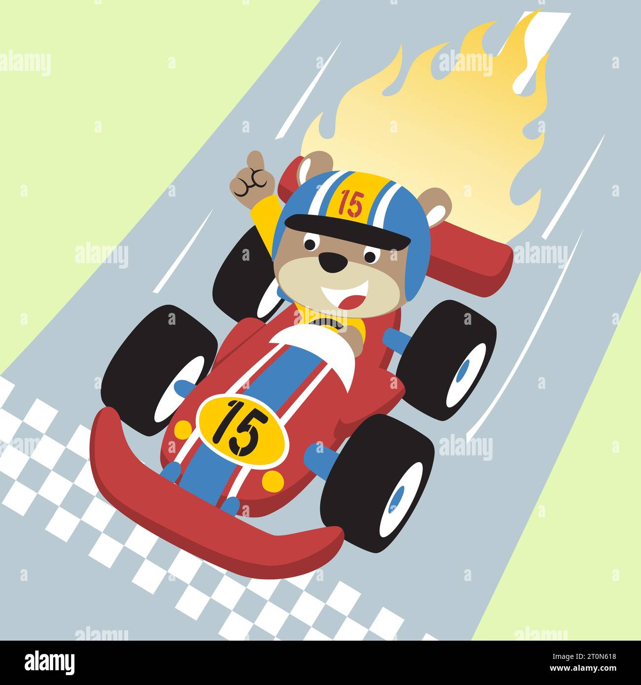 Mignon ours gagnant la course de voiture, illustration de dessin animé vectoriel Illustration de Vecteur