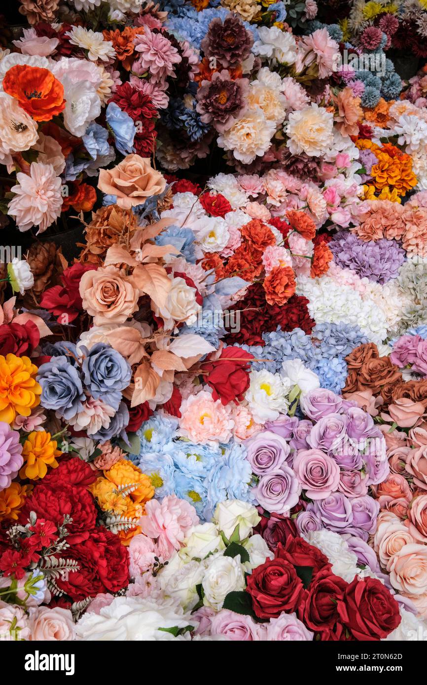 Hanoi, Vietnam. Hang Ma Street, Artificial Flowers. Banque D'Images