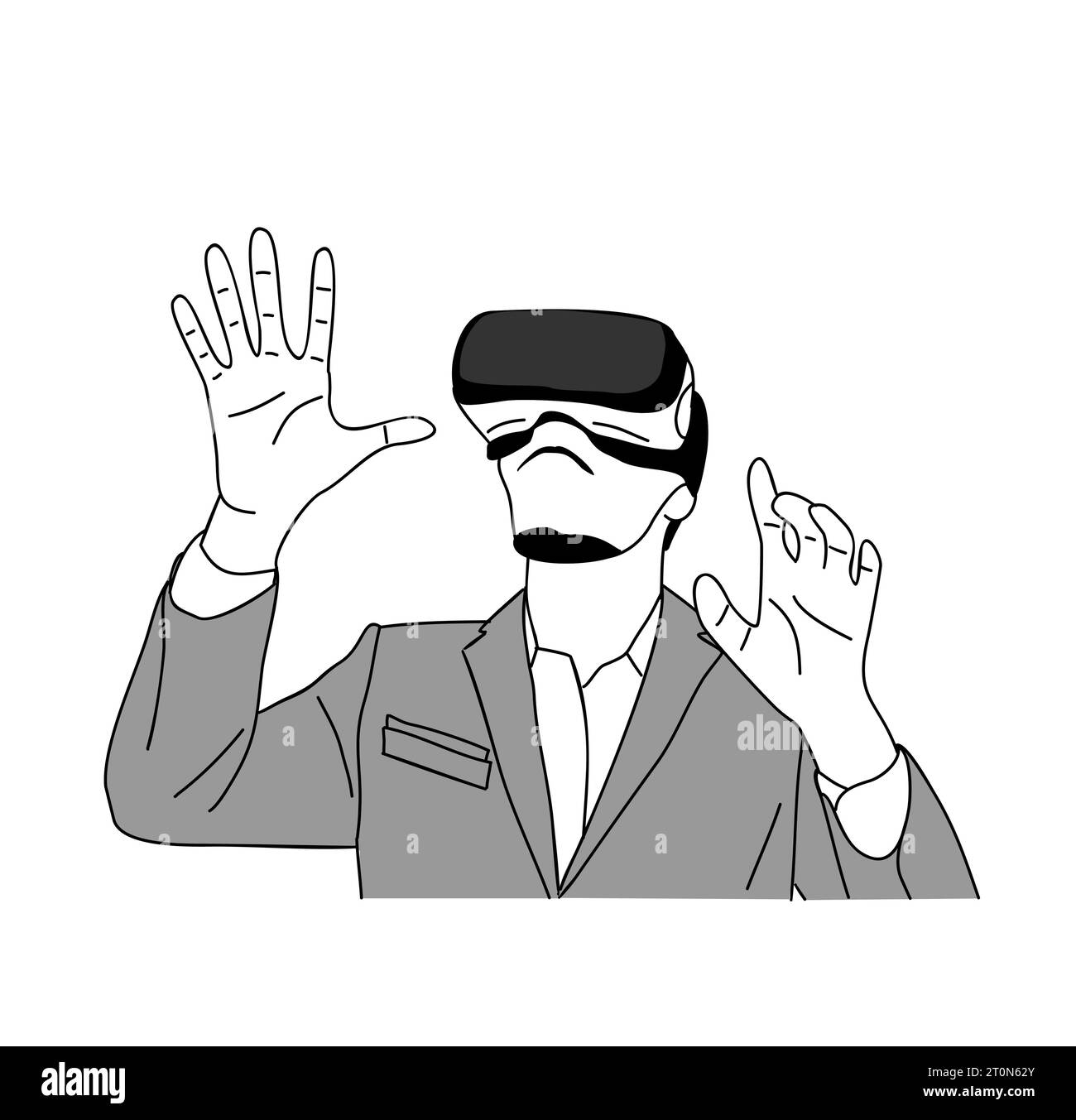 Homme d'affaires utilisant le vecteur de casque VR isolé. Illustration de Vecteur