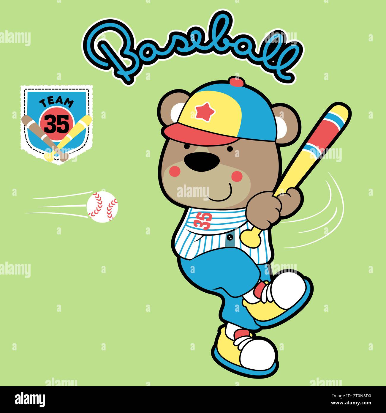 Ours mignon jouant au baseball, illustration de dessin animé vectoriel Illustration de Vecteur