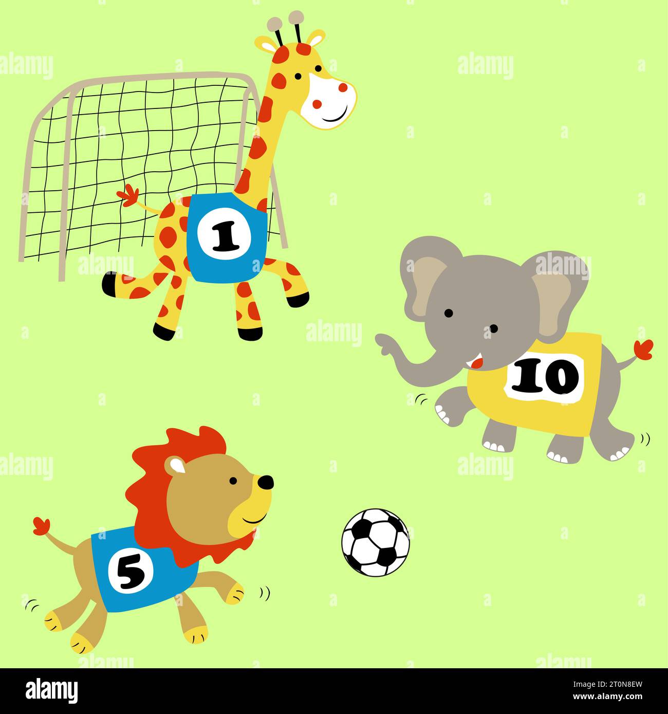Animaux drôles jouant au football, illustration de dessin animé vectoriel Illustration de Vecteur
