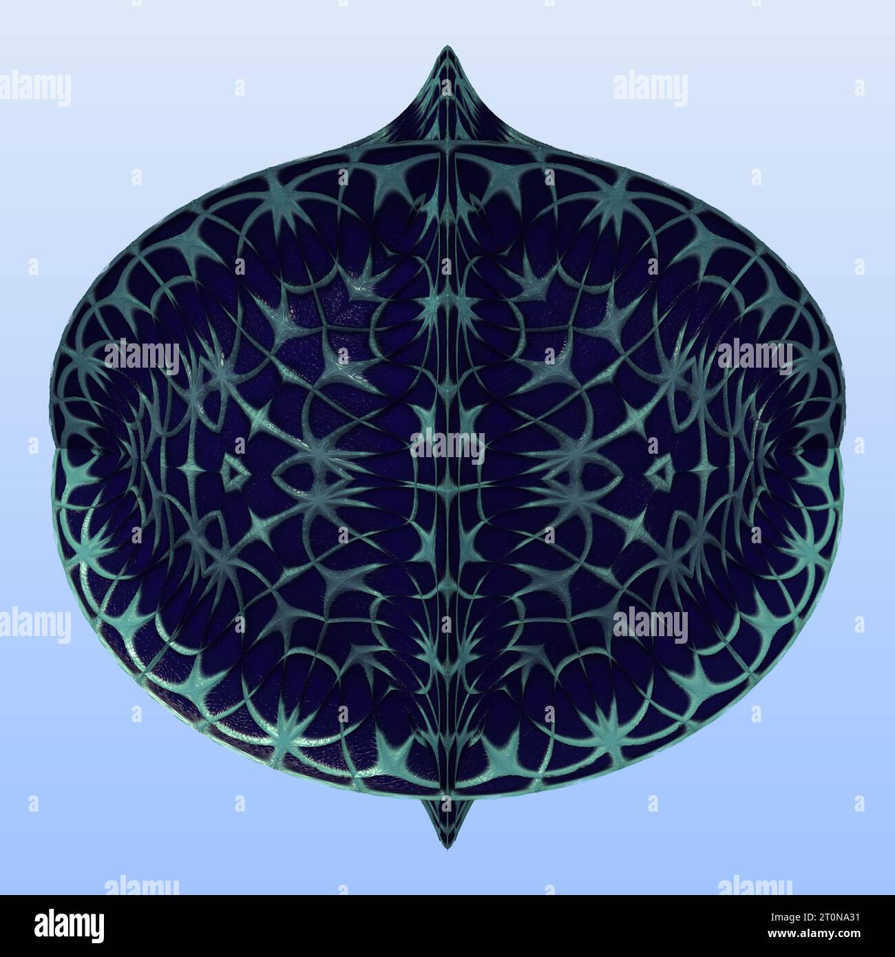 Objet 3d multicolore abstrait, imitation de vaisseau spatial. Couleurs bleu et cyan Banque D'Images