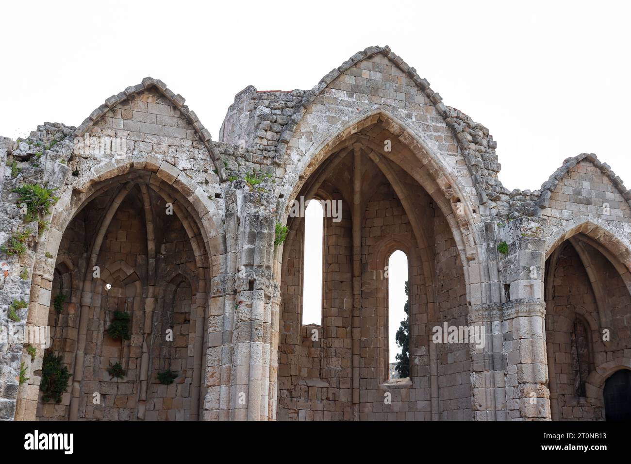 Église de sainte Marie du Bourg ruines, un monument célèbre dans la ville de Rhodes, vieille ville Banque D'Images