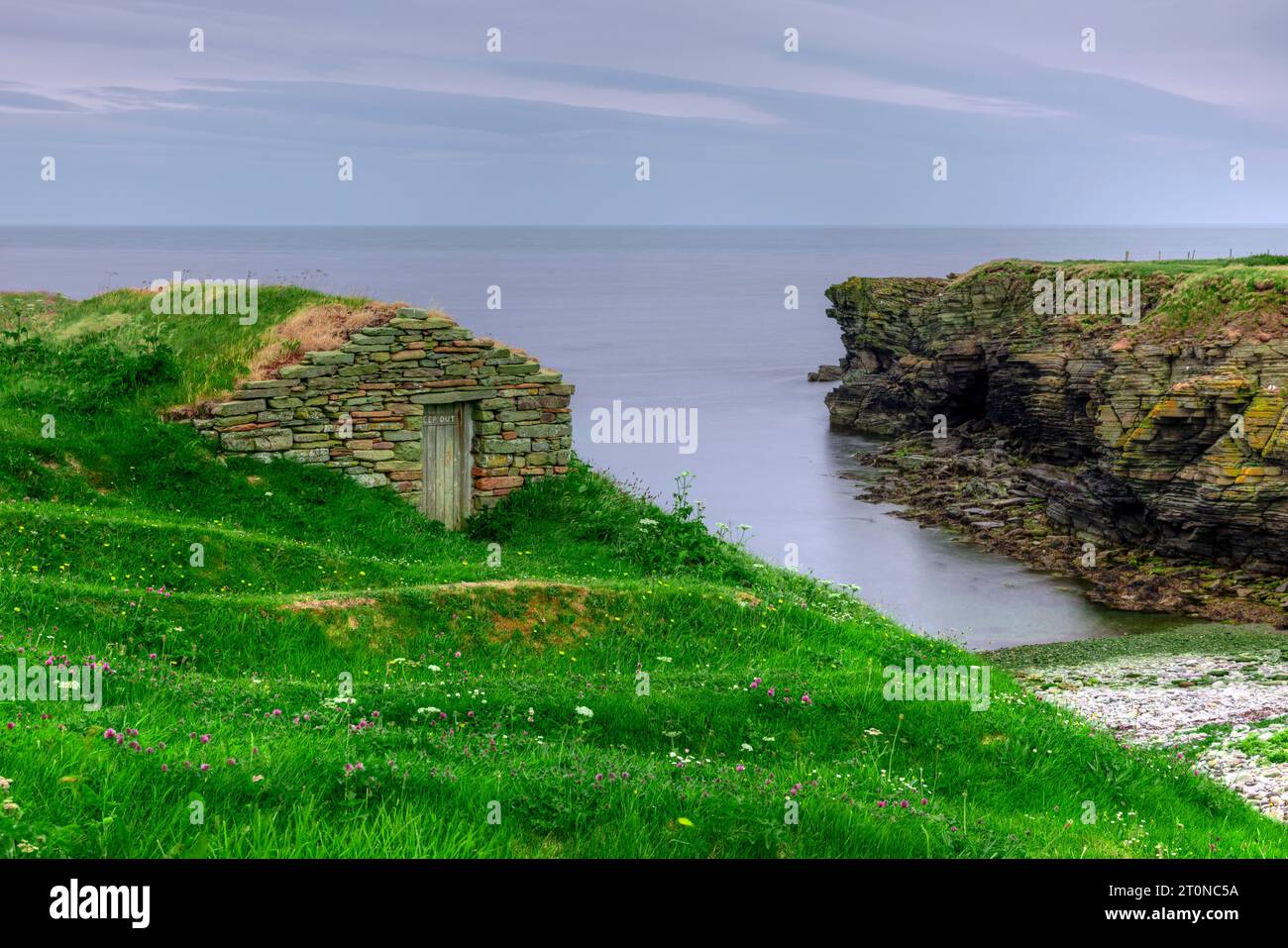 Le Tidal Island Brough de Birsay dans les Orcades, en Écosse. Banque D'Images