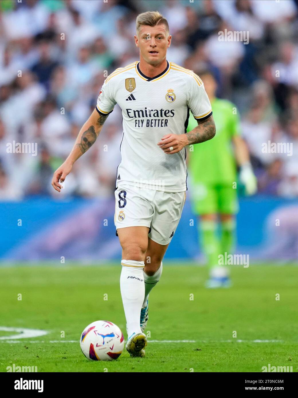 Madrid, Espagne. 07 octobre 2023. Toni Kroos du Real Madrid CF lors du match de Liga entre le Real Madrid et le CA Osasuna a joué au stade Santiago Bernabeu le 7 octobre 2023 à Madrid, Espagne. (Photo de Cesar Cebolla/PRESSINPHOTO) crédit : PRESSINPHOTO SPORTS AGENCY/Alamy Live News Banque D'Images