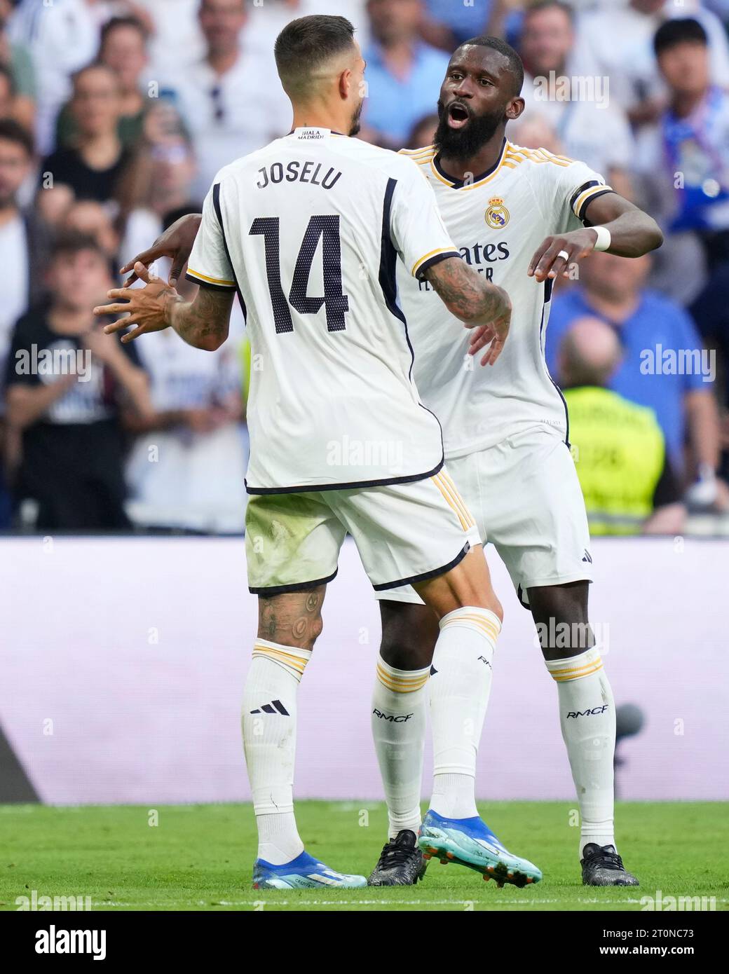 Jose Luis Mato, Joselu du Real Madrid CF lors du match de la Liga entre le Real Madrid et le CA Osasuna a joué au stade Santiago Bernabeu le 7 octobre 2023 à Madrid, Espagne. (Photo Cesar Cebolla / PRESSINPHOTO) Banque D'Images