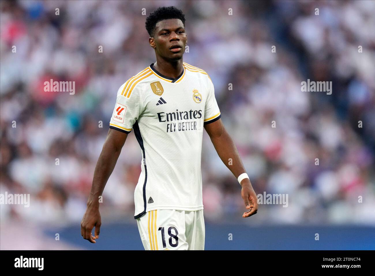 Madrid, Espagne. 07 octobre 2023. Aurelien Tchouameni du Real Madrid CF lors du match de la Liga entre le Real Madrid et le CA Osasuna a joué au stade Santiago Bernabeu le 7 octobre 2023 à Madrid, Espagne. (Photo de Cesar Cebolla/PRESSINPHOTO) crédit : PRESSINPHOTO SPORTS AGENCY/Alamy Live News Banque D'Images