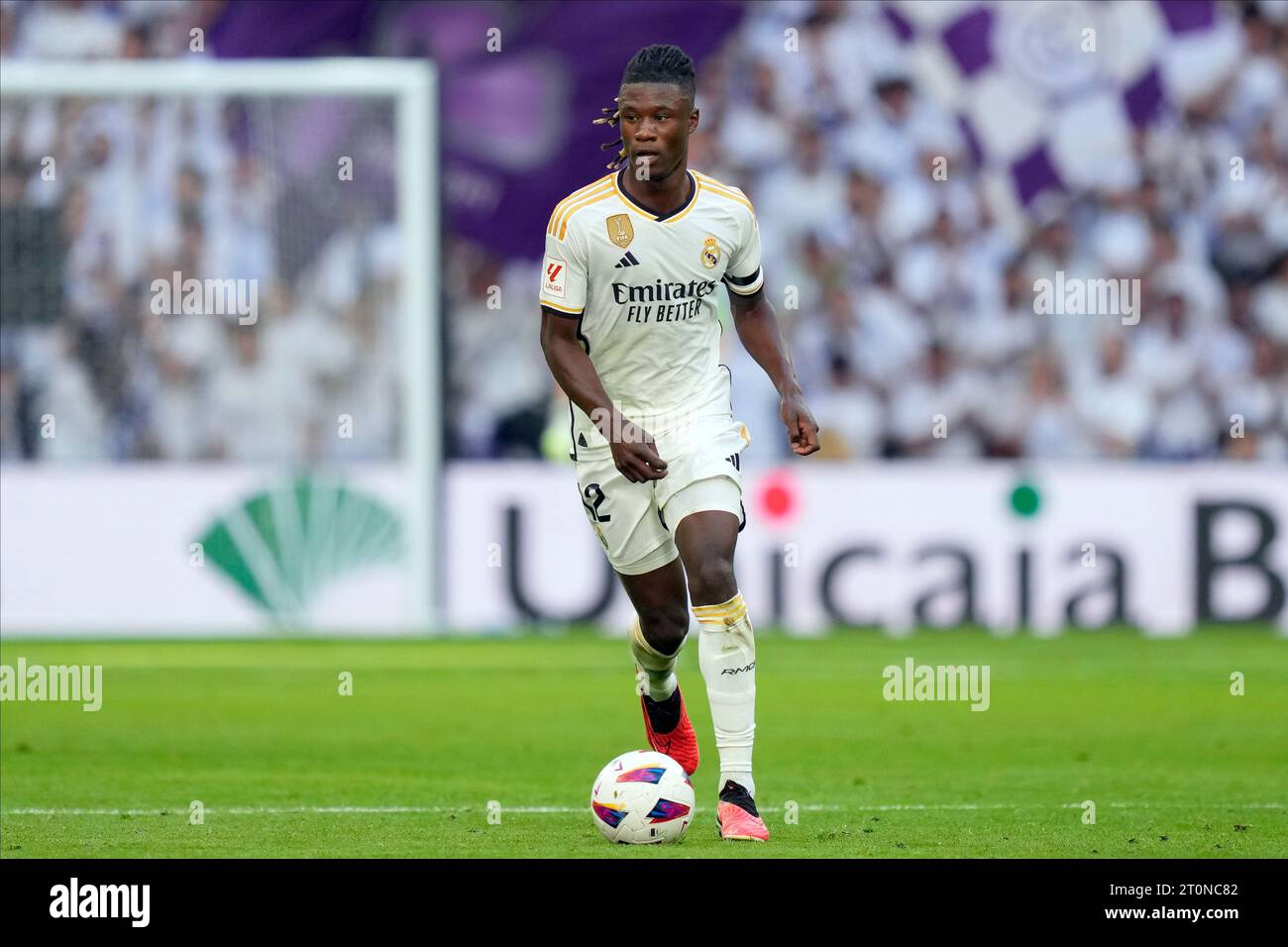 Eduardo Camavinga du Real Madrid CF lors du match de la Liga entre le Real Madrid et le CA Osasuna a joué au stade Santiago Bernabeu le 7 octobre 2023 à Madrid, Espagne. (Photo Cesar Cebolla / PRESSINPHOTO) Banque D'Images