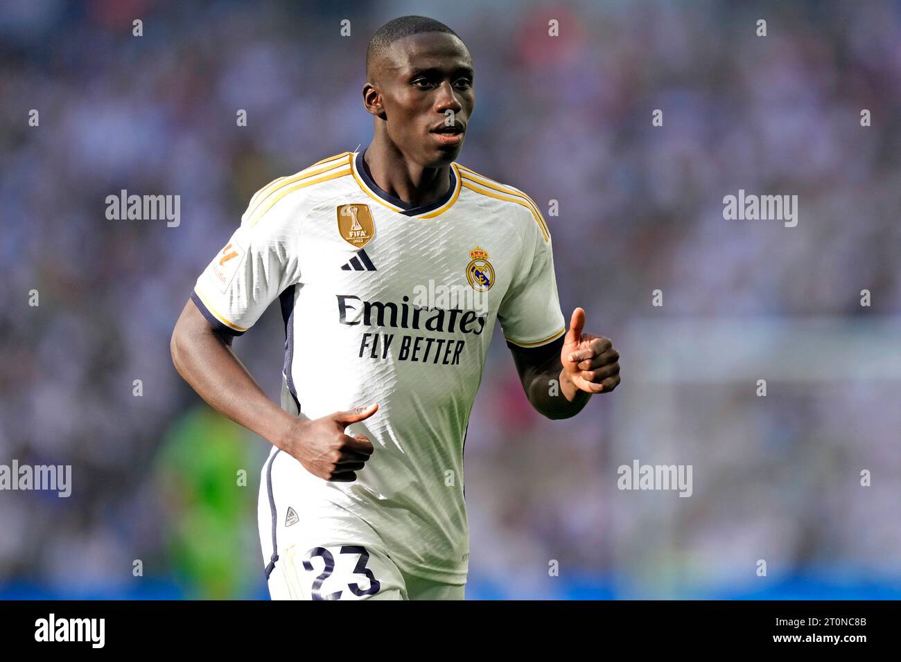Madrid, Espagne. 07 octobre 2023. Ferland Mendy du Real Madrid CF lors du match de Liga entre le Real Madrid et le CA Osasuna a joué au stade Santiago Bernabeu le 7 octobre 2023 à Madrid, Espagne. (Photo de Cesar Cebolla/PRESSINPHOTO) crédit : PRESSINPHOTO SPORTS AGENCY/Alamy Live News Banque D'Images