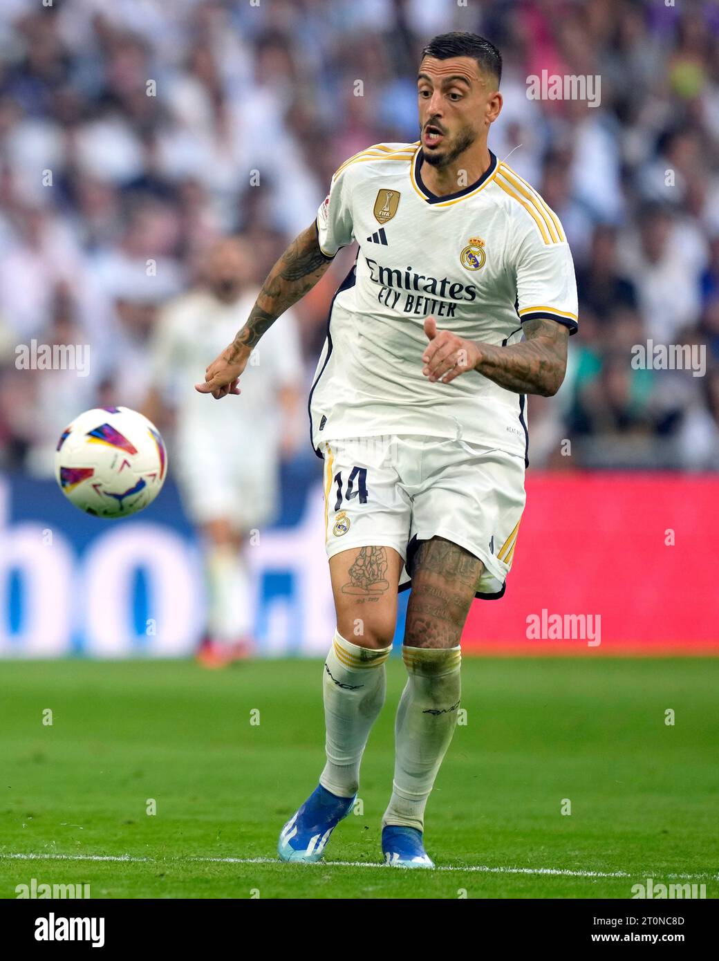Jose Luis Mato, Joselu rmofº lors du match de la Liga entre le Real Madrid et le CA Osasuna a joué au stade Santiago Bernabeu le 7 octobre 2023 à Madrid, Espagne. (Photo Cesar Cebolla / PRESSINPHOTO) Banque D'Images