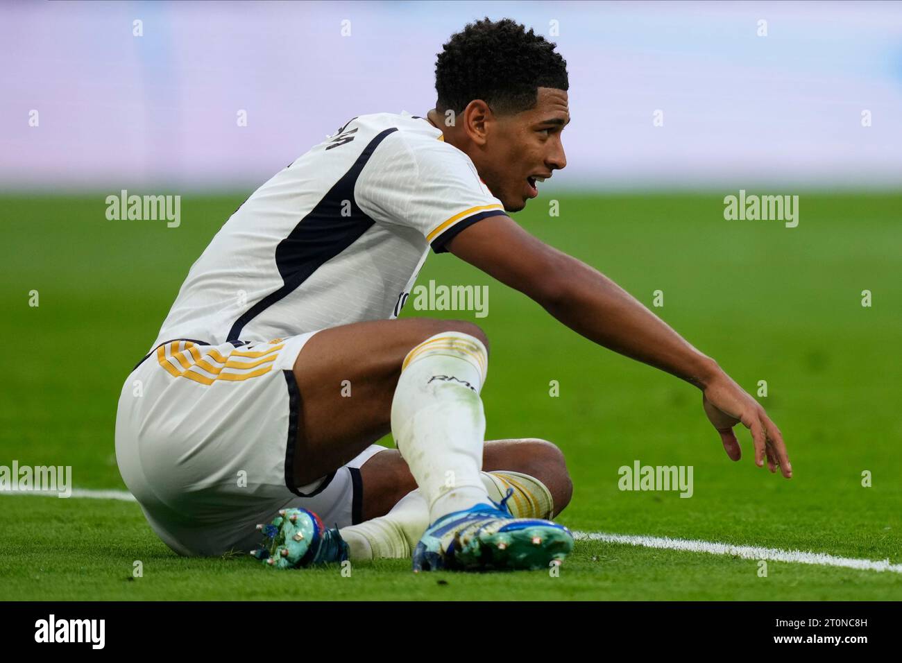 Jude Bellingham du Real Madrid CF lors du match de Liga entre le Real Madrid et le CA Osasuna a joué au stade Santiago Bernabeu le 7 octobre 2023 à Madrid, Espagne. (Photo Cesar Cebolla / PRESSINPHOTO) Banque D'Images