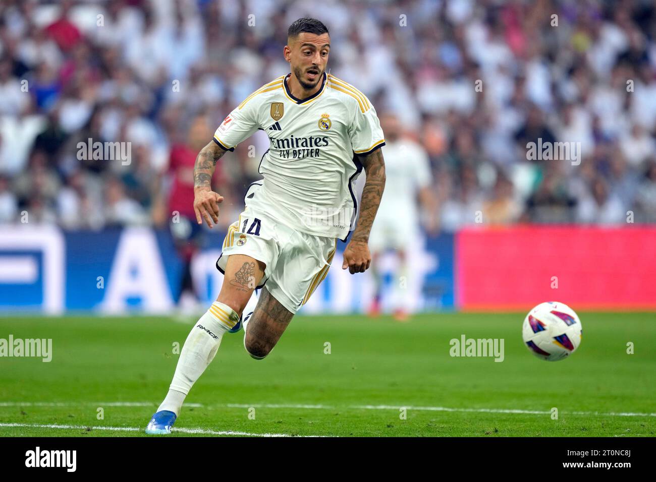 Jose Luis Mato, Joselu rmofº lors du match de la Liga entre le Real Madrid et le CA Osasuna a joué au stade Santiago Bernabeu le 7 octobre 2023 à Madrid, Espagne. (Photo Cesar Cebolla / PRESSINPHOTO) Banque D'Images