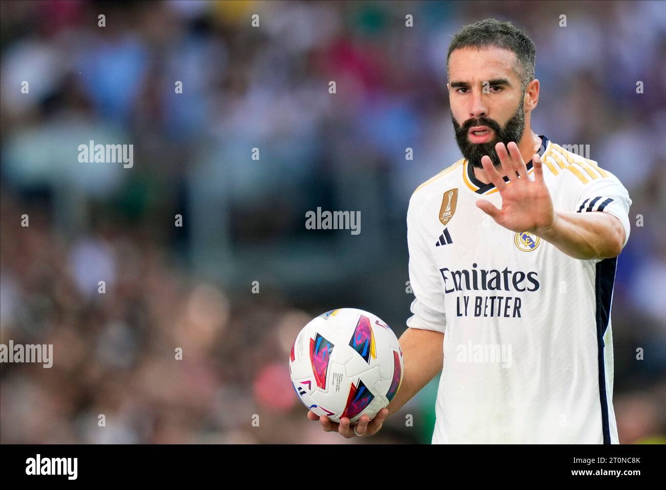 Dani Carvajal du Real Madrid CF lors du match de la Liga entre le Real Madrid et le CA Osasuna a joué au stade Santiago Bernabeu le 7 octobre 2023 à Madrid, en Espagne. (Photo Cesar Cebolla / PRESSINPHOTO) Banque D'Images