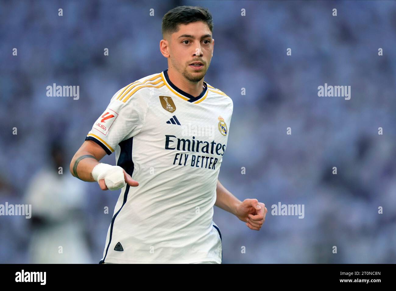 FEDE Valverde du Real Madrid CF lors du match de la Liga entre le Real Madrid et le CA Osasuna a joué au stade Santiago Bernabeu le 7 octobre 2023 à Madrid, en Espagne. (Photo Cesar Cebolla / PRESSINPHOTO) Banque D'Images