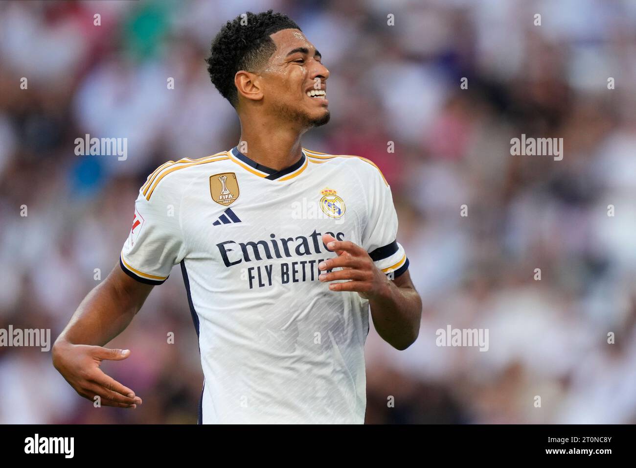 Madrid, Espagne. 07 octobre 2023. Jude Bellingham du Real Madrid CF lors du match de Liga entre le Real Madrid et le CA Osasuna a joué au stade Santiago Bernabeu le 7 octobre 2023 à Madrid, Espagne. (Photo de Cesar Cebolla/PRESSINPHOTO) crédit : PRESSINPHOTO SPORTS AGENCY/Alamy Live News Banque D'Images