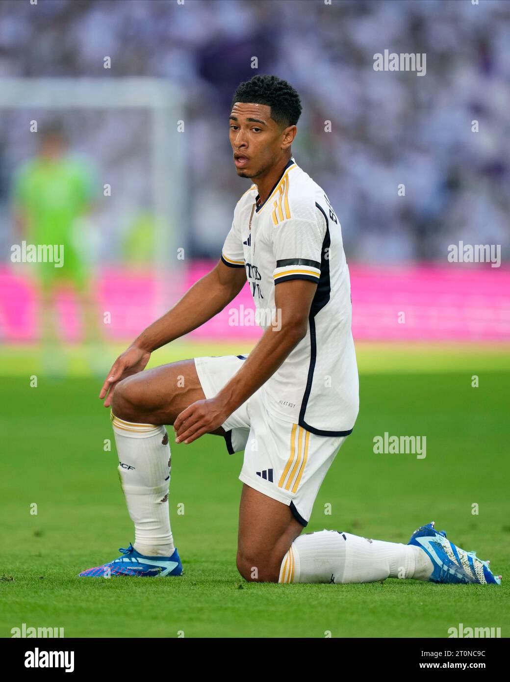 Madrid, Espagne. 07 octobre 2023. Jude Bellingham du Real Madrid CF lors du match de Liga entre le Real Madrid et le CA Osasuna a joué au stade Santiago Bernabeu le 7 octobre 2023 à Madrid, Espagne. (Photo de Cesar Cebolla/PRESSINPHOTO) crédit : PRESSINPHOTO SPORTS AGENCY/Alamy Live News Banque D'Images