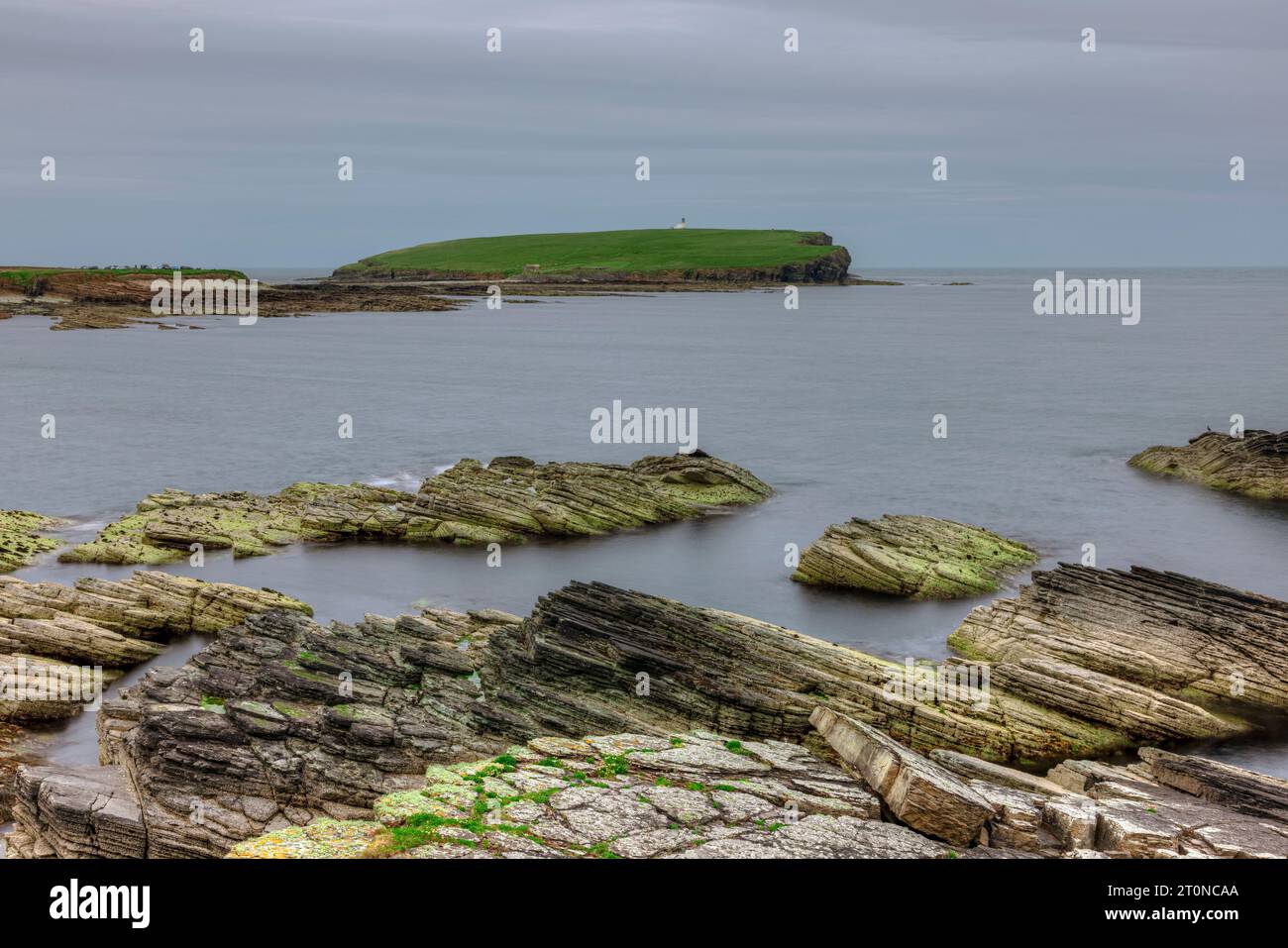 Le Tidal Island Brough de Birsay dans les Orcades, en Écosse. Banque D'Images