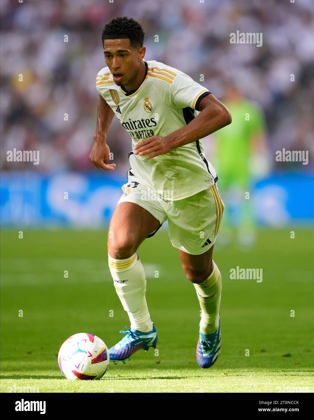 Jude Bellingham du Real Madrid CF lors du match de Liga entre le Real Madrid et le CA Osasuna a joué au stade Santiago Bernabeu le 7 octobre 2023 à Madrid, Espagne. (Photo Cesar Cebolla / PRESSINPHOTO) Banque D'Images