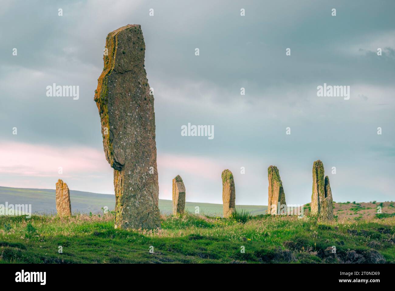 Ring ou Brodgar dans les Orcades, en Écosse. Banque D'Images