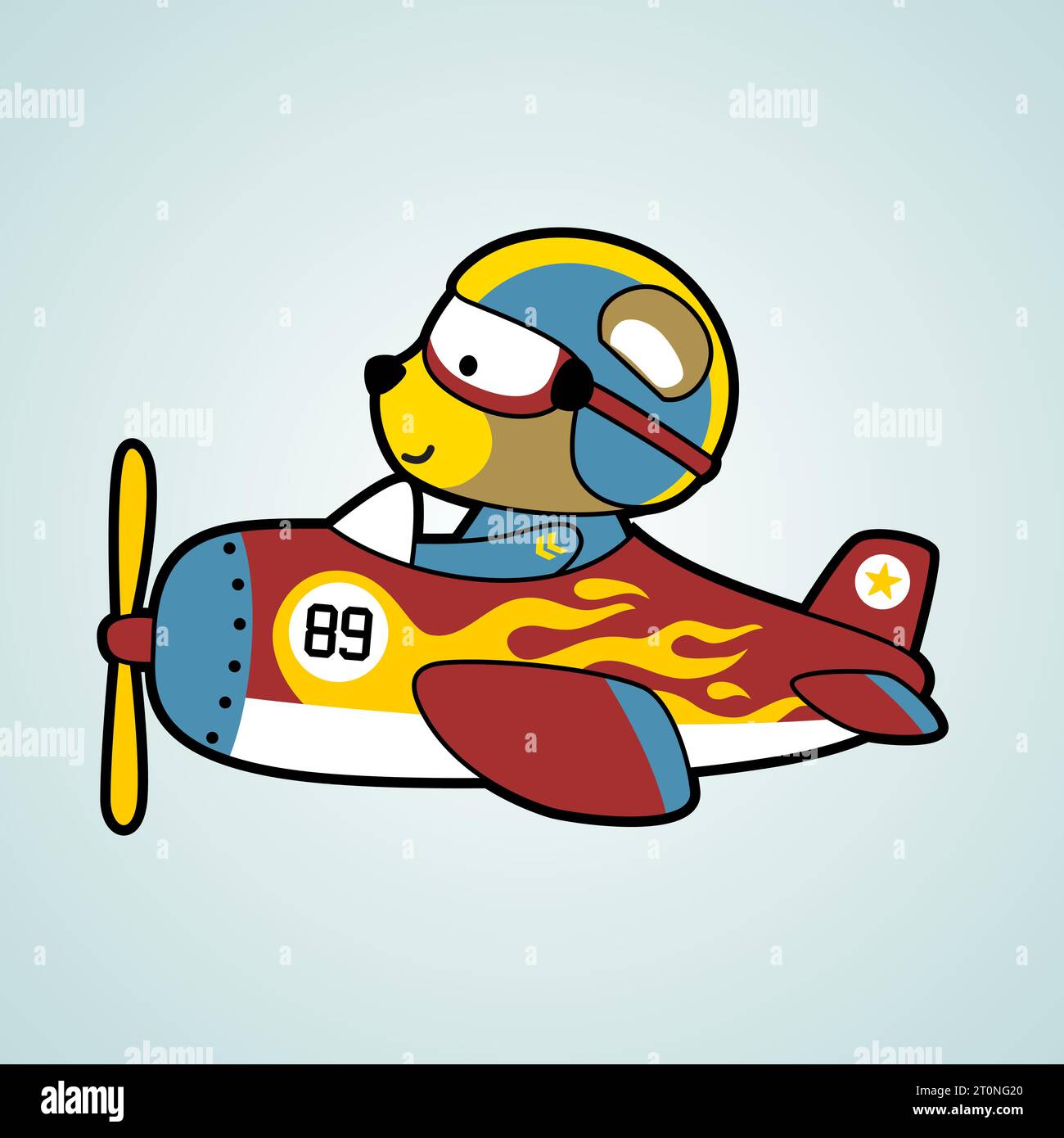 Pilote d'ours mignon sur l'avion, illustration de dessin animé vectoriel Illustration de Vecteur
