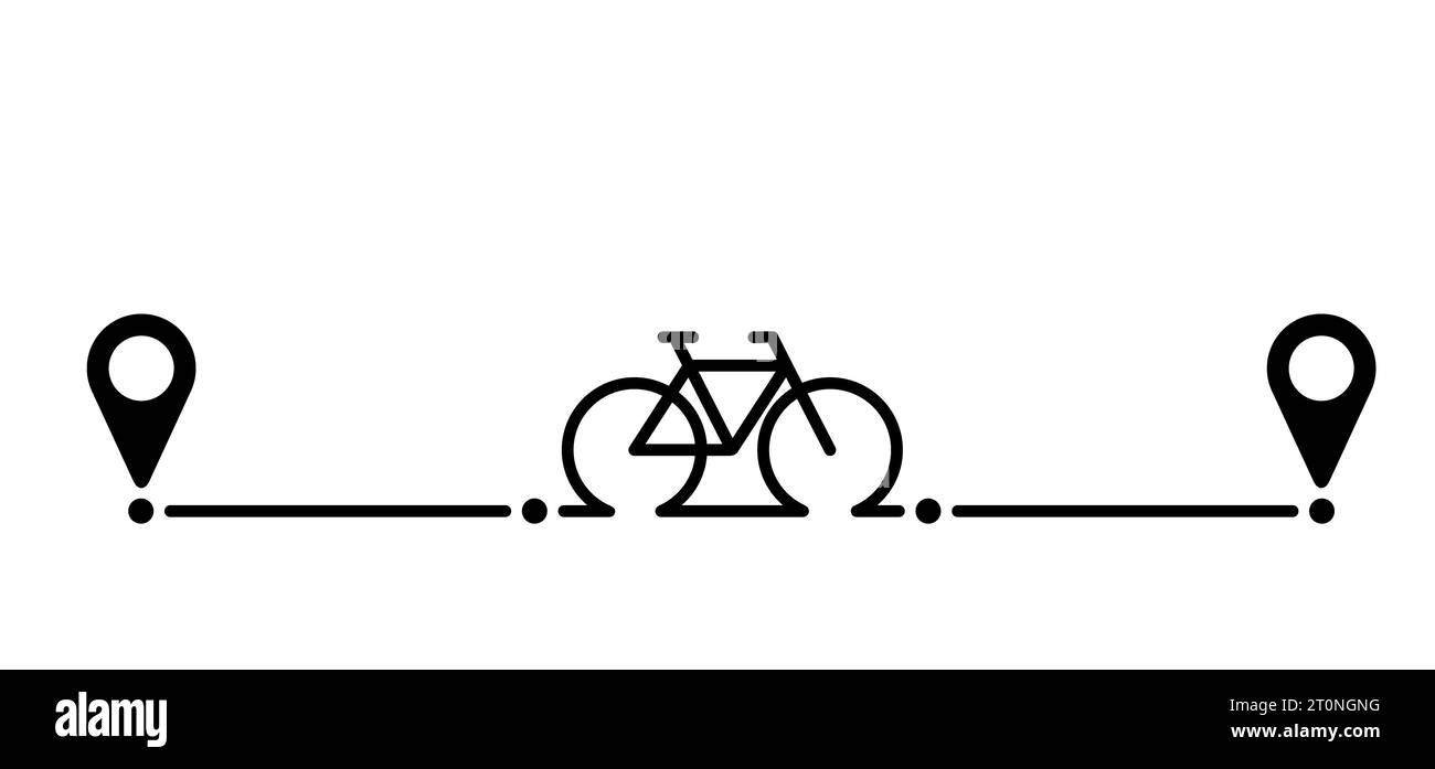 Journée mondiale du vélo et conseils sur le chemin. Icône Sport. Cycliste, symbole cycliste. pictogramme de vélo vecteur. Route, logo d'emplacement d'épingle. Trekking avec pointeur ou point Banque D'Images