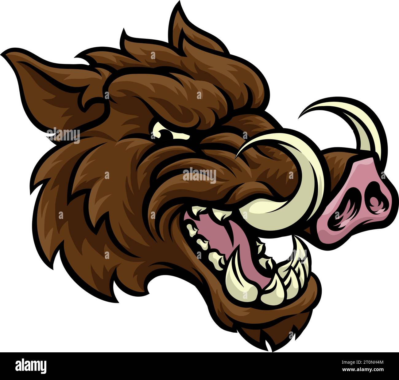 Boar Wild Hog Razorback Warthog Mascot Pig Cartoon Illustration de Vecteur