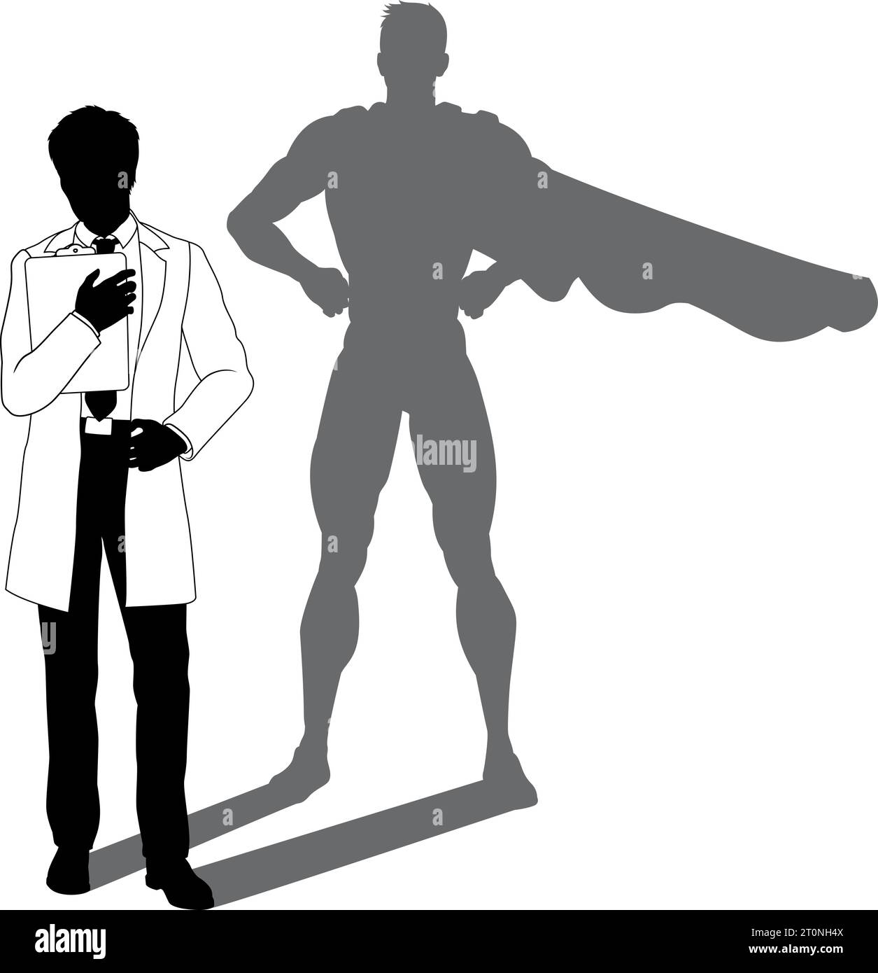 Super-héros Biologiste Super Hero Shadow Silhouette Illustration de Vecteur