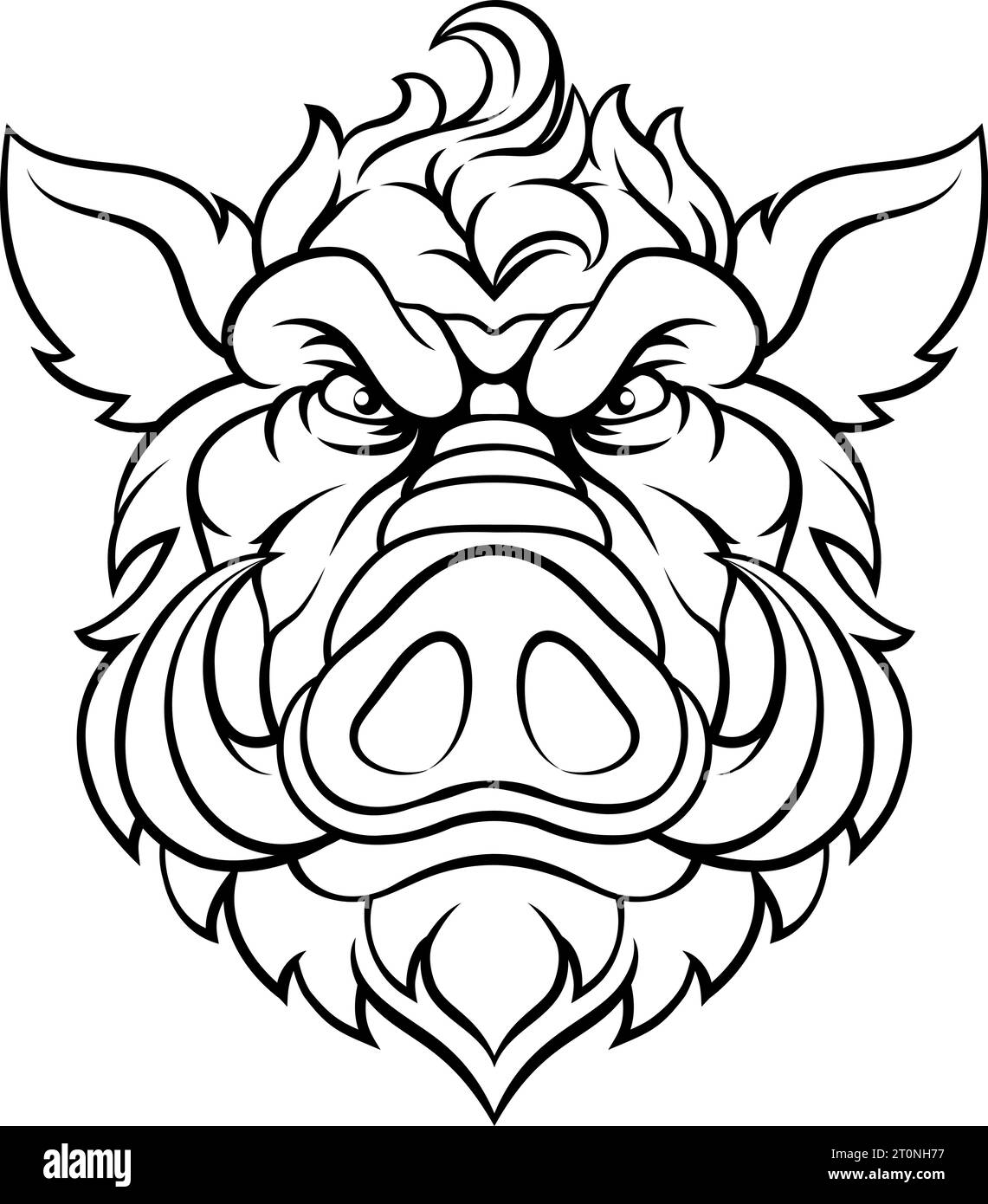 Boar Wild Hog Razorback Warthog Mascot Pig Cartoon Illustration de Vecteur