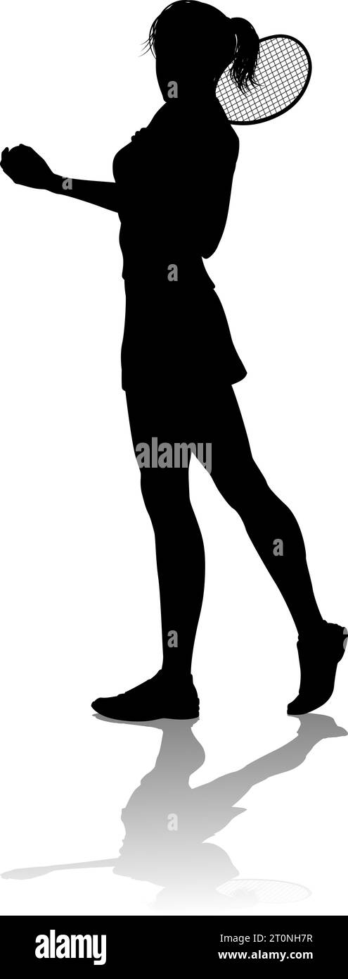 Tennis Silhouette Sport Player Femme Illustration de Vecteur