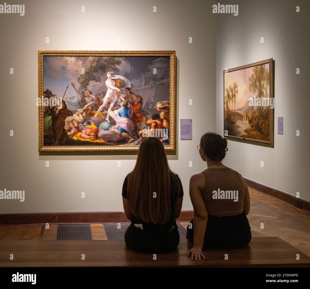 Deux femmes regardant Tadeusz Kuntze, 'Fortune', 1754, huile sur toile, Musée national de Varsovie, Muzeum Narodowe W Warszawie (MNW), Varsovie, Pologne Banque D'Images
