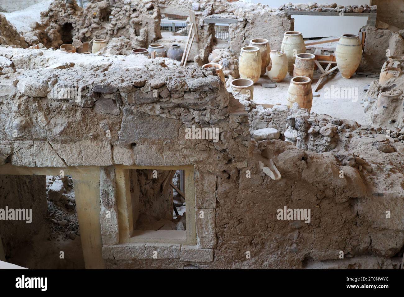 Site archéologique d'Akrotiri sur l'île grecque des Cyclades de Santorini-Greek Banque D'Images