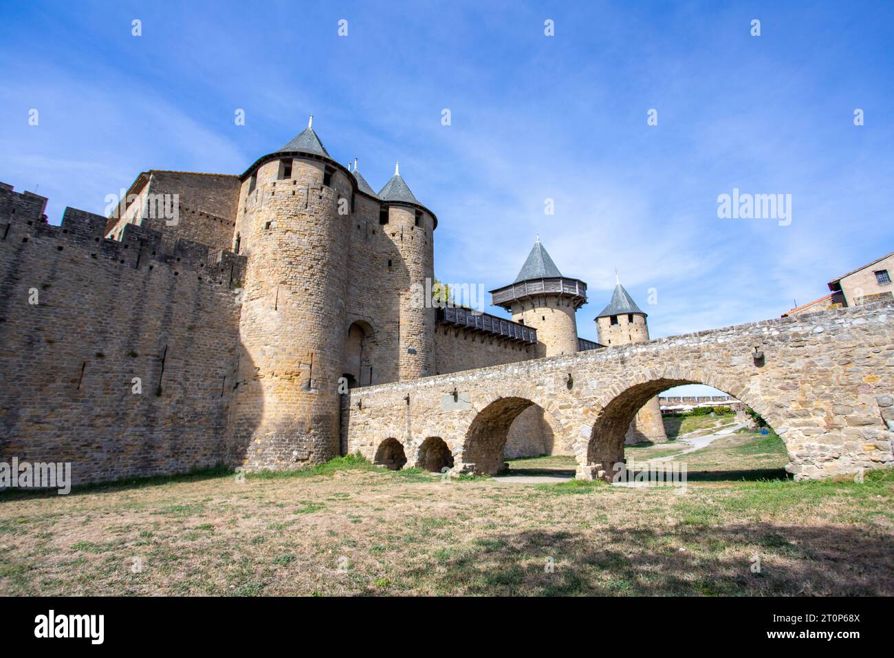 Cette photo montre le magnifique château de Carcassonne est le sud de la France. Banque D'Images